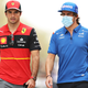 A photo of Carlos Sainz and Fernando Alonso in F1 testing.